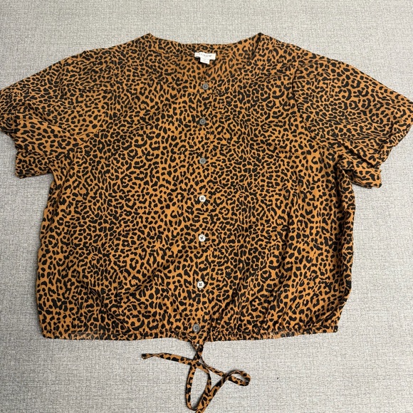 J. Crew Tops - J. Crew Leopard Print Short Sleeve Button-Front Blouse